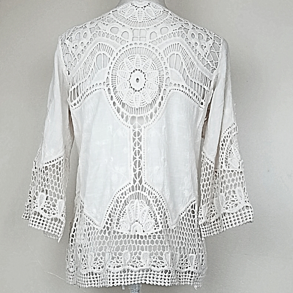 Hint of Mint Crochet Lace Tunic Shirt Sz S - Picture 3 of 5